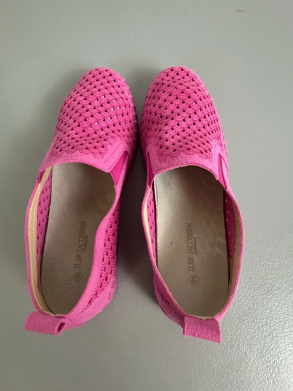 Ilse Jacobsen Rose Pink Perforated Slip-On Loafers size 39/8.5-9 - Picture 6 of 10